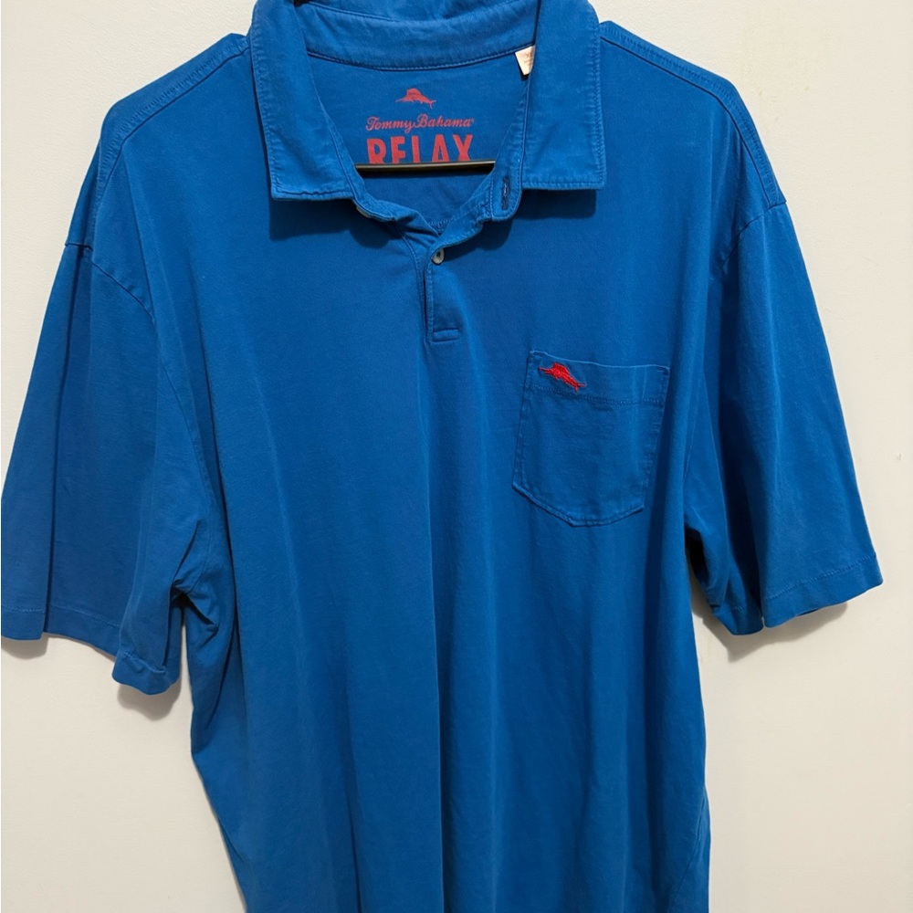 Tommy Bahama Blue Polo Shirt Vibrant Cotton Blend